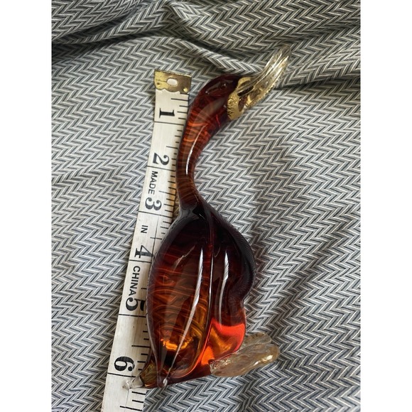 Vintage Murano Art Glass Duck 7.5"  Amber Glass - Picture 10 of 15